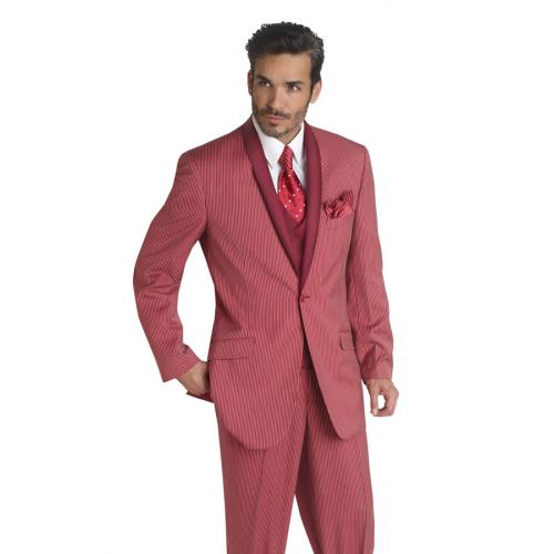 E. J. Samuel Brick / White Stripes Suit M2639